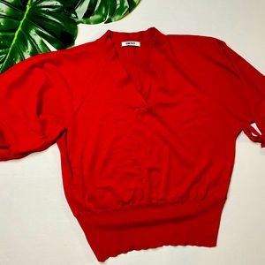 DKNYC V neck- Mid sleeve tie sweater
